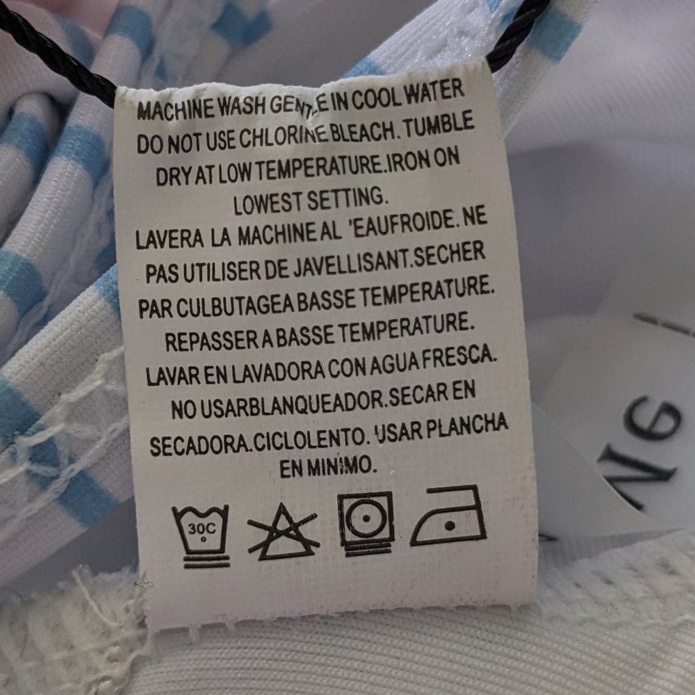 Blue White Criss Cross Lace Up Tie Back One-piece Swimsuit Flatter Me BOHO Small - Picture 11 of 11